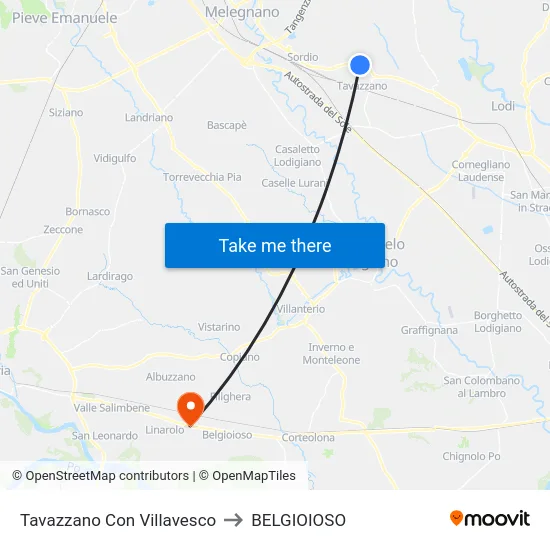 Tavazzano Con Villavesco to BELGIOIOSO map