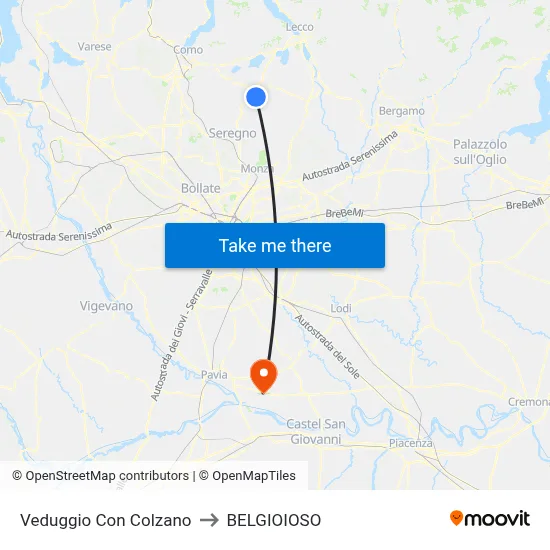 Veduggio Con Colzano to BELGIOIOSO map