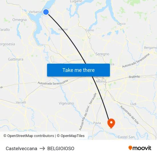 Castelveccana to BELGIOIOSO map