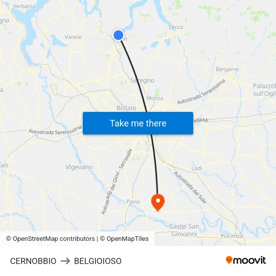 CERNOBBIO to BELGIOIOSO map