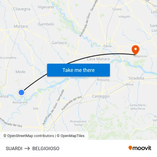 Suardi to Belgioioso map