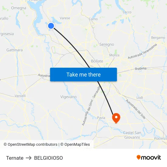 Ternate to BELGIOIOSO map