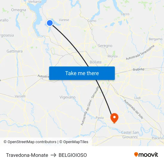 Travedona-Monate to Belgioioso map