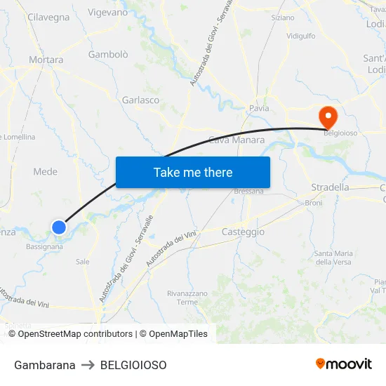 Gambarana to Belgioioso map