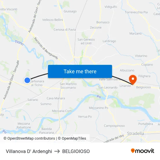 Villanova d'Ardenghi to Belgioioso map
