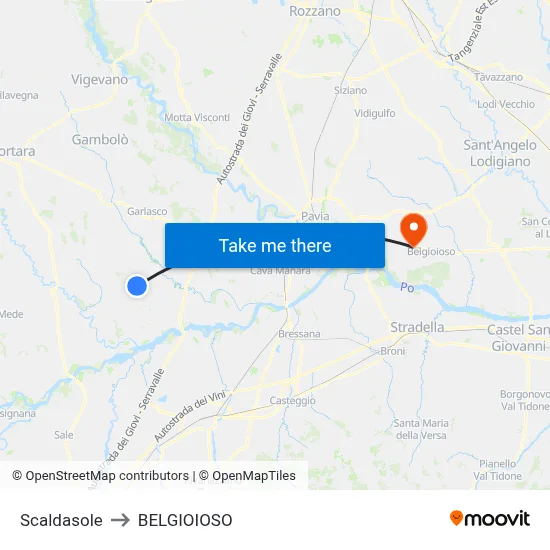 Scaldasole to Belgioioso map