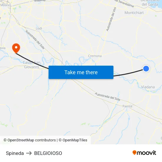Spineda to BELGIOIOSO map