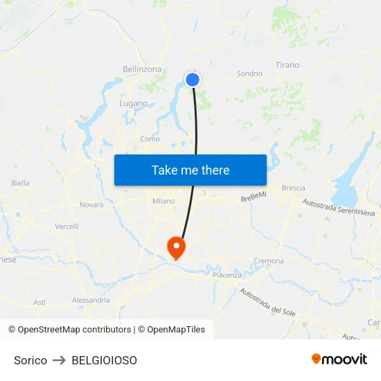 Sorico to BELGIOIOSO map