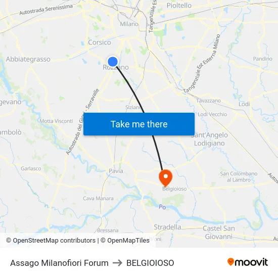 Assago Milanofiori Forum to BELGIOIOSO map