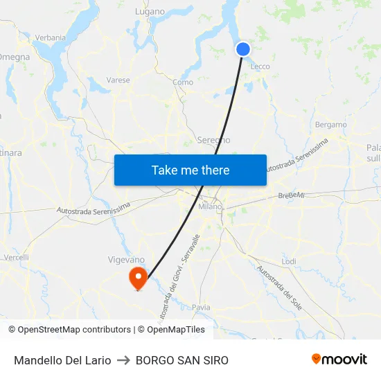Mandello Del Lario to Borgo San Siro map