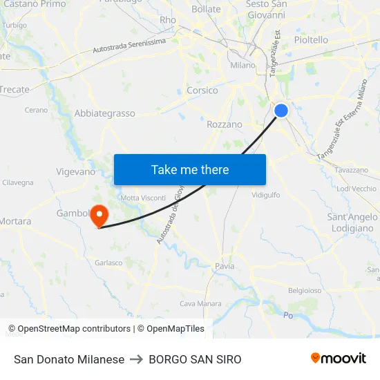 San Donato Milanese to Borgo San Siro map