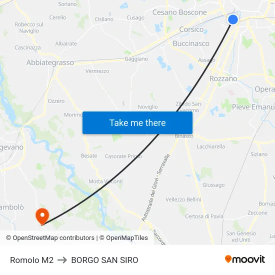 Romolo M2 to BORGO SAN SIRO map