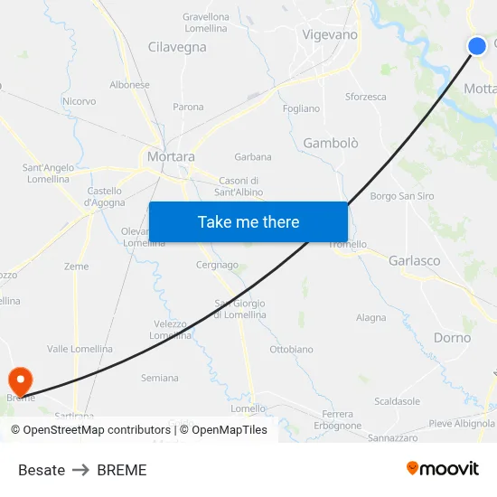 Besate to Breme map