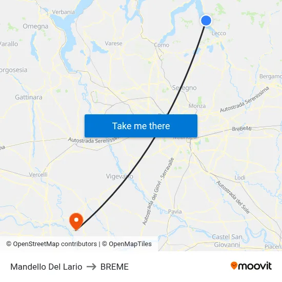 Mandello Del Lario to Breme map