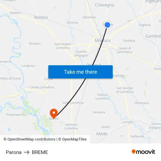 Parona to Breme map