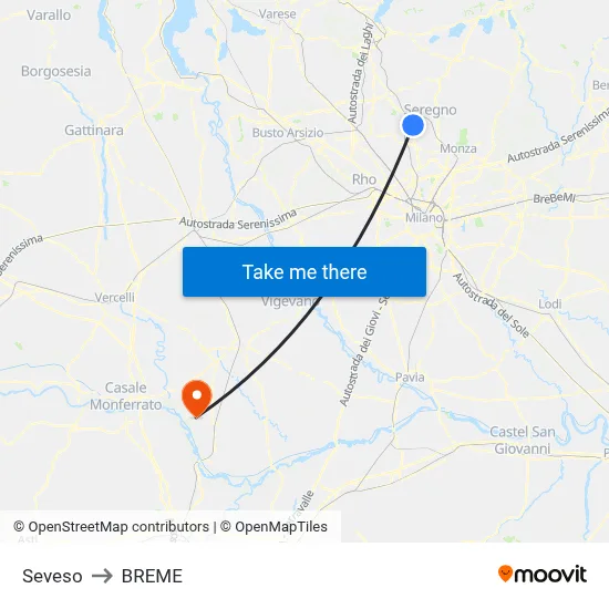 Seveso to Breme map