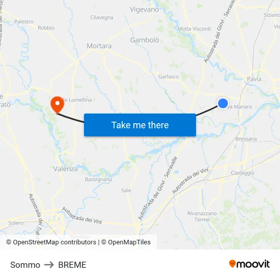 Sommo to Breme map