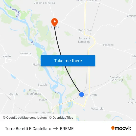 Torre Beretti e Castellaro to Breme map