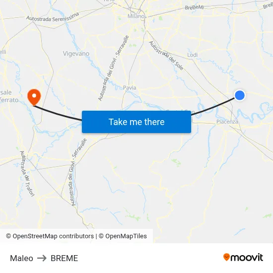 Maleo to Breme map