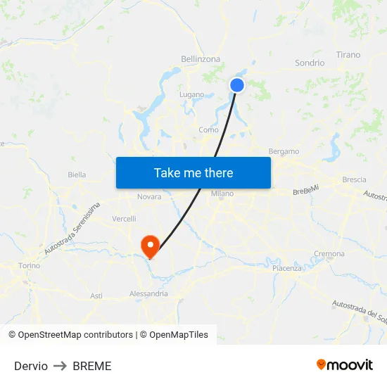 Dervio to Breme map