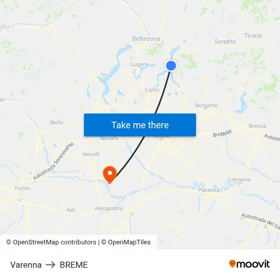 Varenna to Breme map