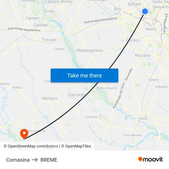 Comasina to BREME map