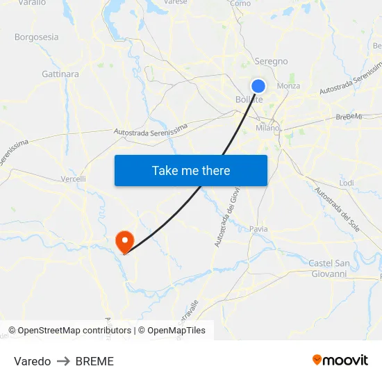 Varedo to BREME map