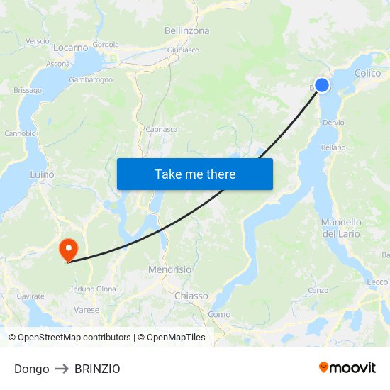 Dongo to BRINZIO map