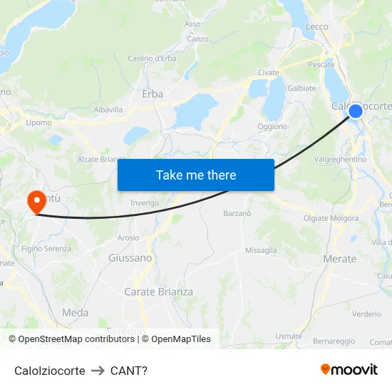 Calolziocorte to Cant? map