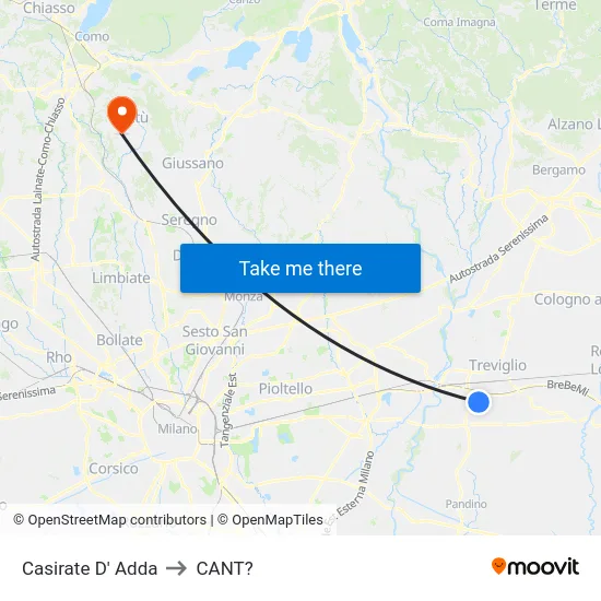 Casirate d'Adda to Cant? map