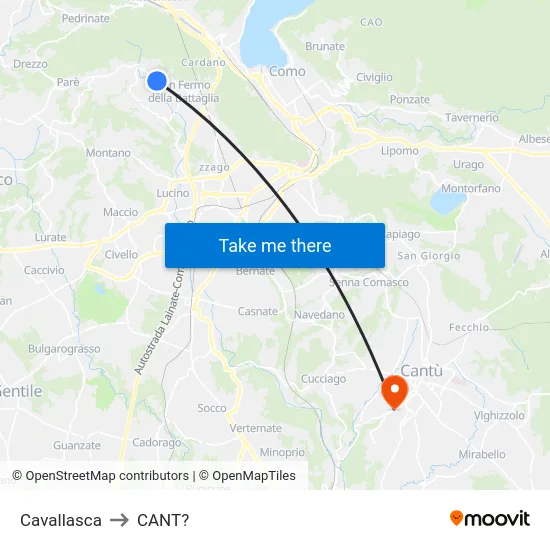 Cavallasca to Cant? map