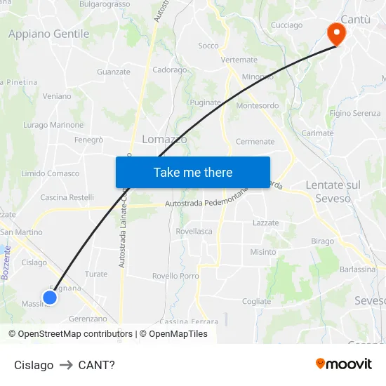 Cislago to Cant? map