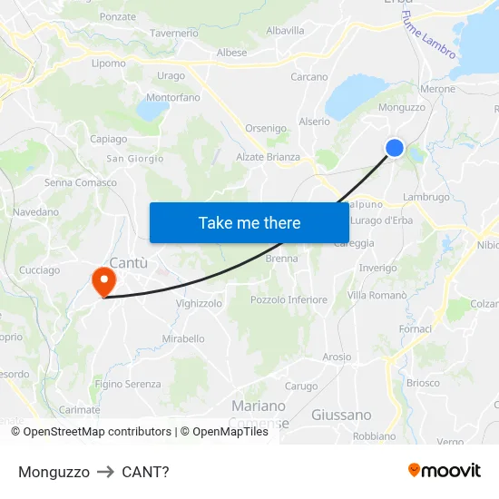 Monguzzo to Cant? map