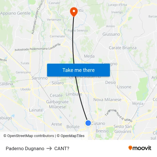 Paderno Dugnano to Cant? map