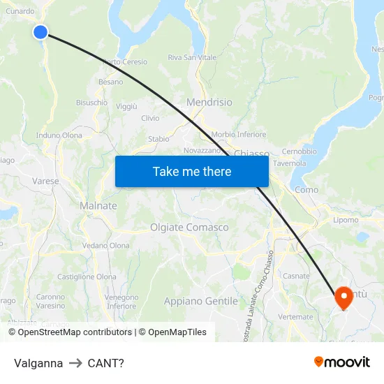 Valganna to Cant? map