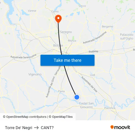 Torre De' Negri to Cant? map
