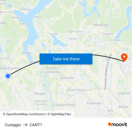 Cureggio to Cant? map
