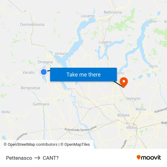 Pettenasco to Cant? map