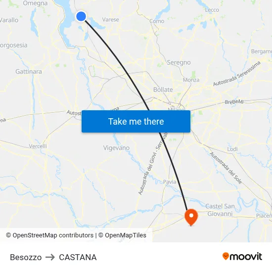 Besozzo to Castana map