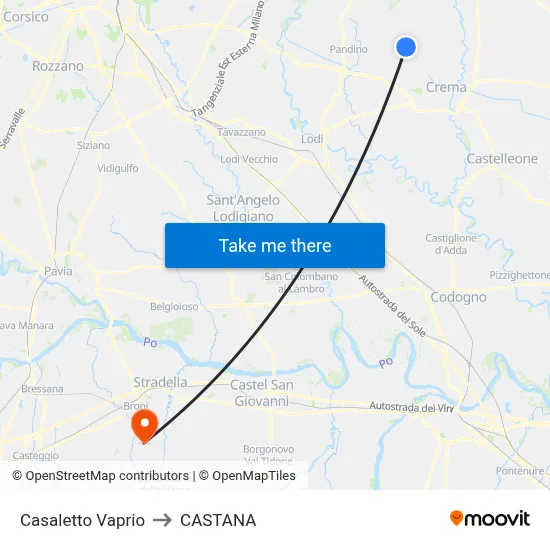 Casaletto Vaprio to Castana map