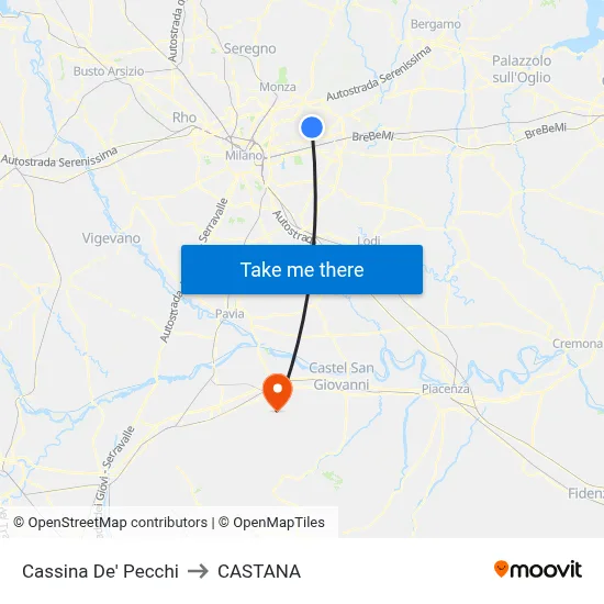 Cassina De' Pecchi to Castana map