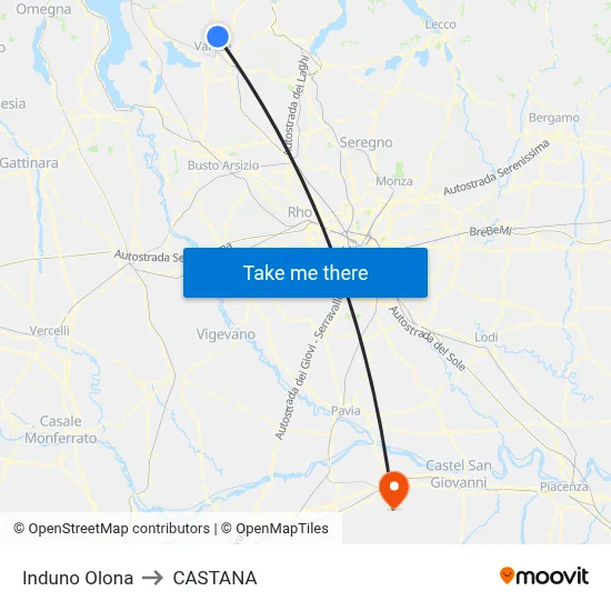 Induno Olona to Castana map