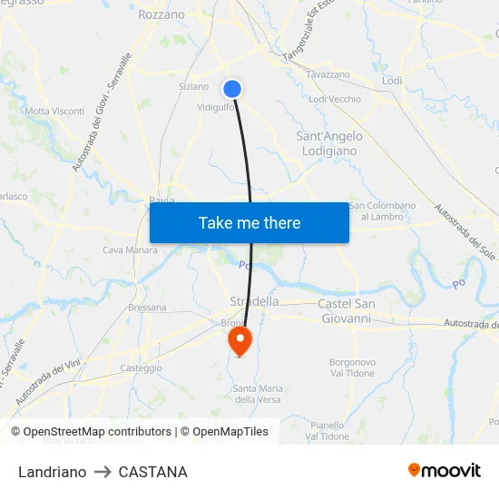 Landriano to Castana map