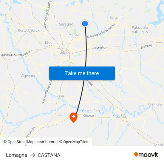 Lomagna to Castana map