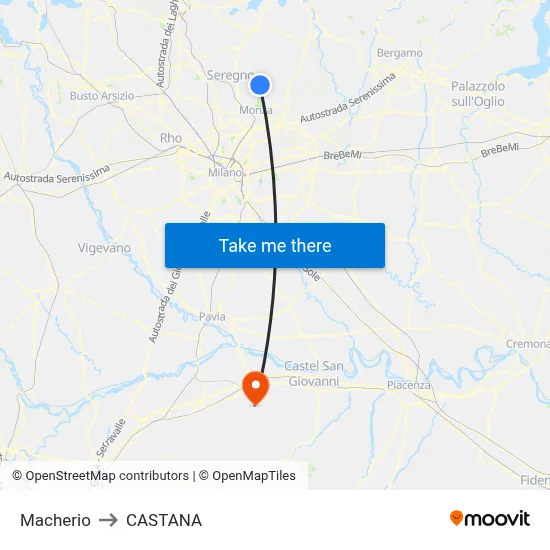 Macherio to Castana map