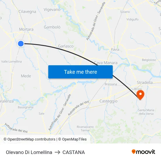 Olevano Di Lomellina to Castana map