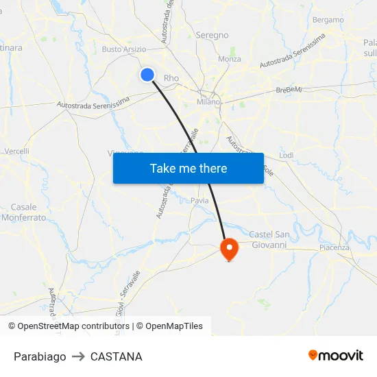 Parabiago to Castana map