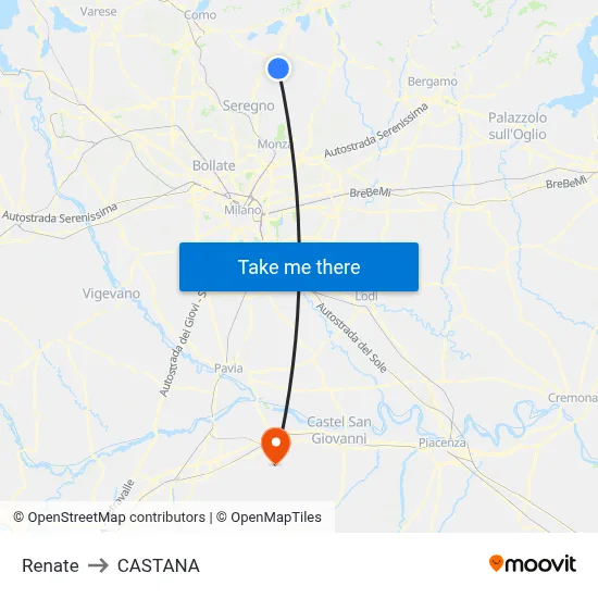 Renate to Castana map