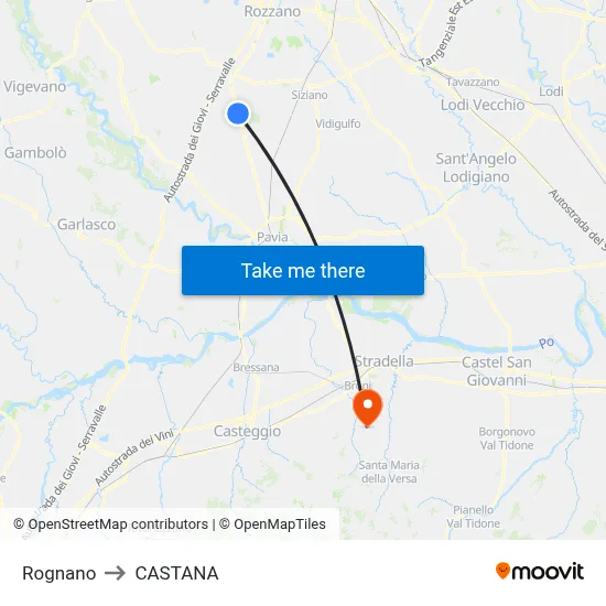 Rognano to Castana map