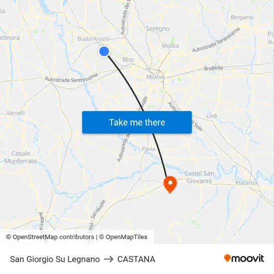 San Giorgio Su Legnano to Castana map